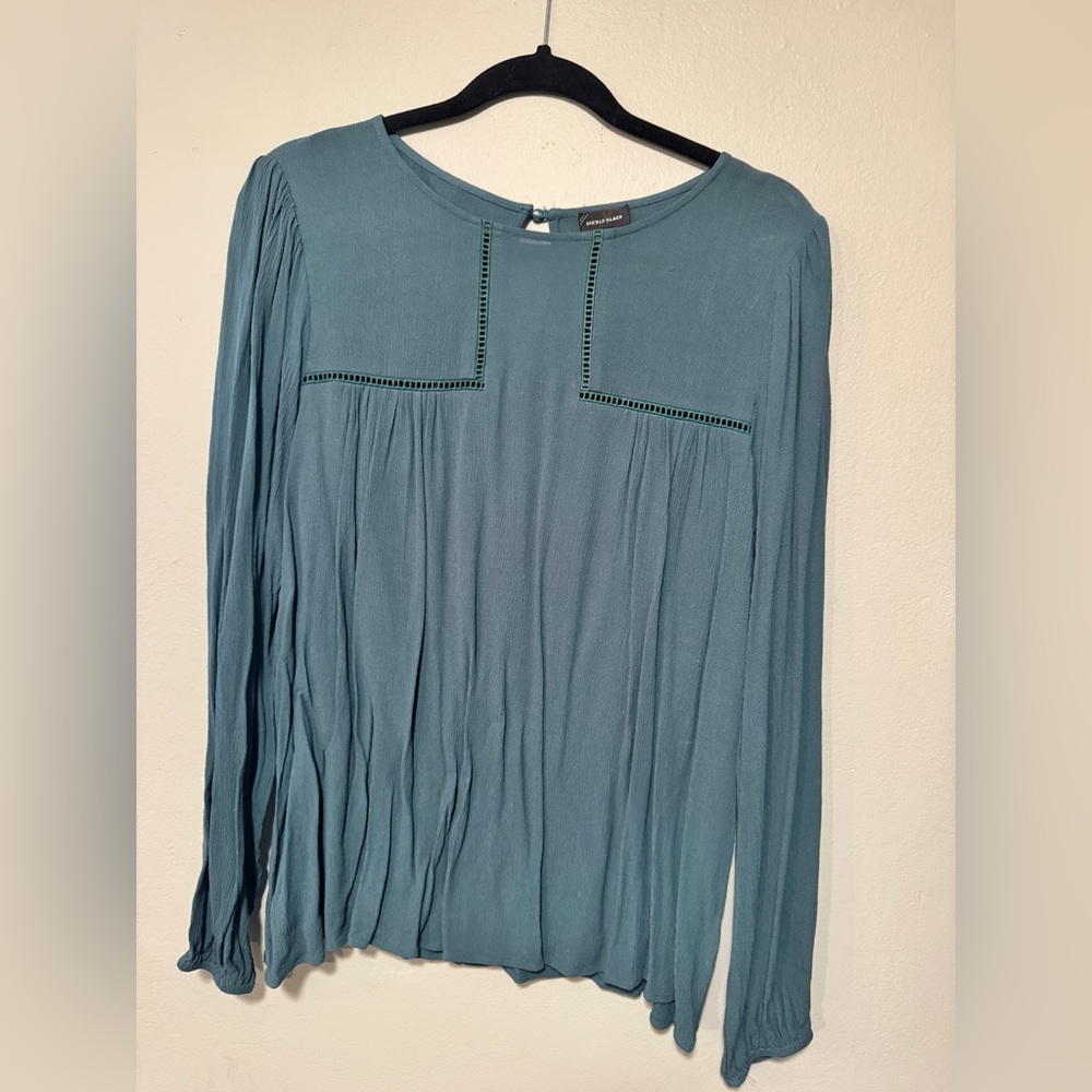 Buckle Blue Long Sleeve Blouse